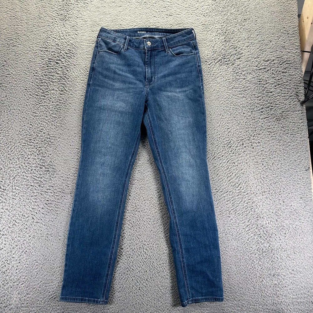 Old Navy Wow‎ Jeans Womens 8 Blue Cotton Denim Straight High-Rise Faded Stretch